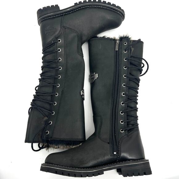 Harley Davidson Women's Dorland Black Leather Lace Up Boots Size 7